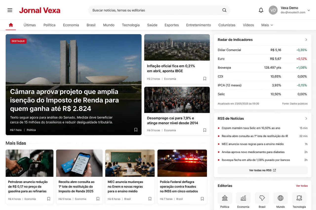 Jornal Vexa — Portal de noticias e pautas
