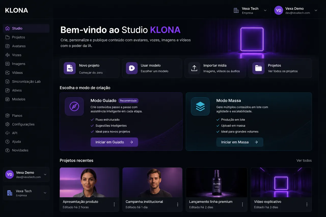 Klona — Midia com IA multi-tenant