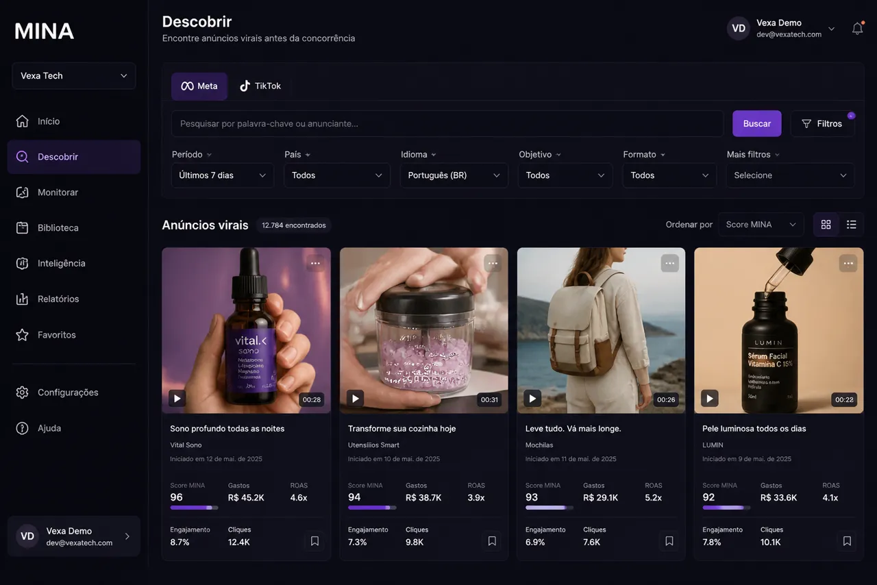 Mina — Mineracao de anuncios e ofertas